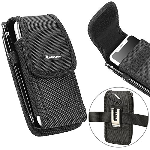 xhorizon SR Heavy Duty Rugged Holster Nylon Carrying Phone Case with Belt Clip Holstor and Carabiner Hook for iPhone Xs max/8+/7+/6+ and Other Under 5.5 inch (Fits Cellphone with Protective case)