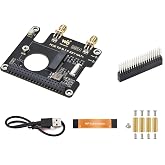 waveshare PCIe to M.2 E Key HAT Compatible with Raspberry Pi 5,Compatible with NGFF (M.2 E Key) Wireless NIC,Suitable for A/E Key and E Key,USB Bluetooth Connection