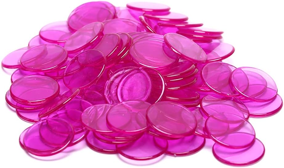 100pcs 19mm Transparent Color Counters Counting Bingo Chips Plastic Markers Bingo Game Cards Plastic for Games