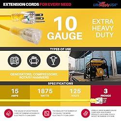 3ft Power Outdoor Extension Cord & Indoor