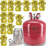 Helium Tank + 12 Balloon Weights, Gold, 5.5