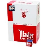 Master Billiard Pool Chalk, Pack of 144 Cubes, Blue, with Protective Box - Professional Billiards Chalk for Smooth, Even Coating on Cue Tip - Pool Table Accessories Gifts for Men