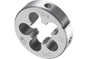 CoCud Round Thread Repair Die, 5/8"-27 UNS Die 38mm OD, Alloy Tool Steel Cylindrical Pipe Threading Tool with 5 Chip Holes - 