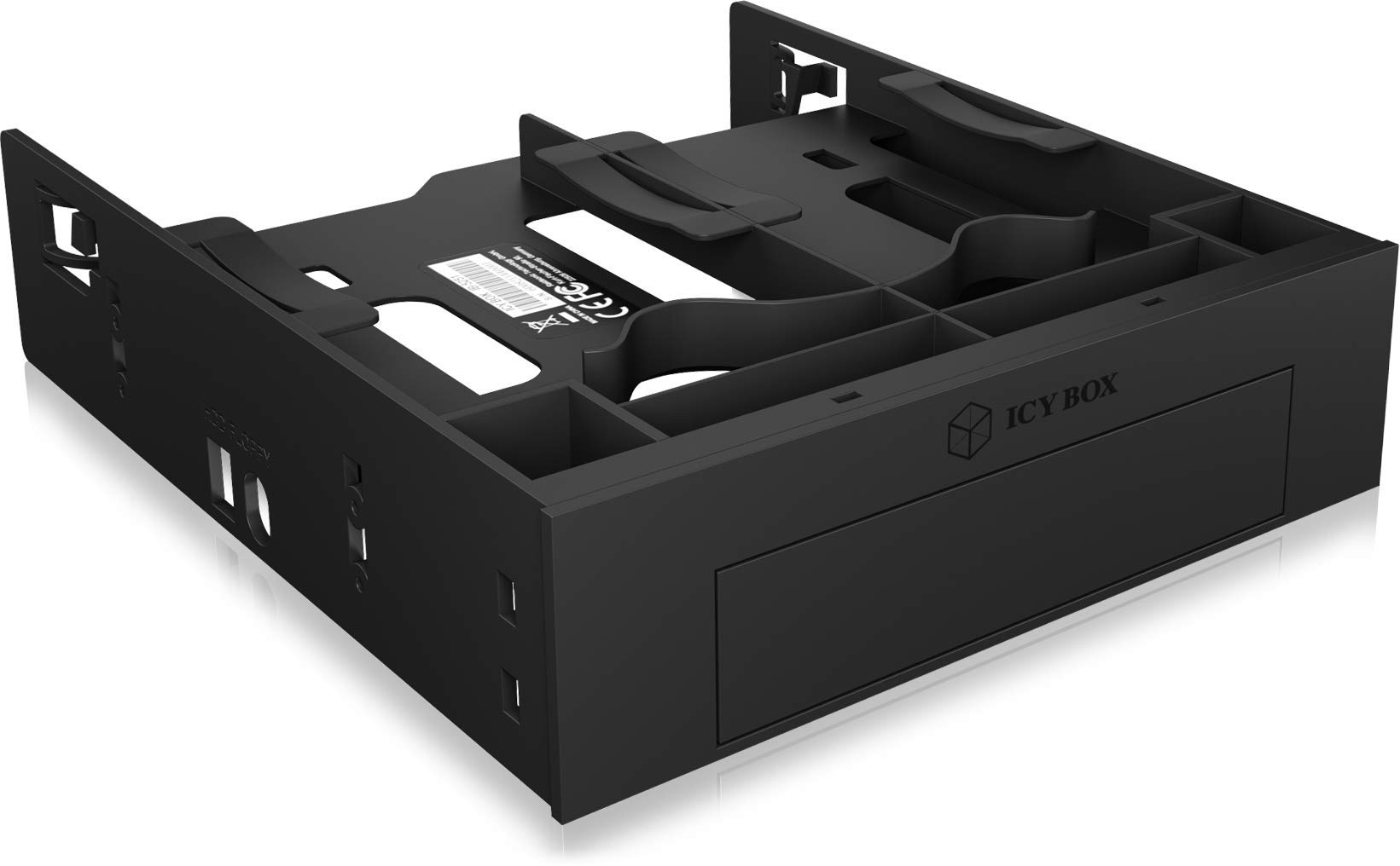 ICY BOX IB-5251 Triple Mounting Frame for 2x 2.5 Inch HDD/SSD and 1x 3.5 Inch HDD in 1x 5.25 Inch Bay Screwless Anti-Vibration Front Panel
