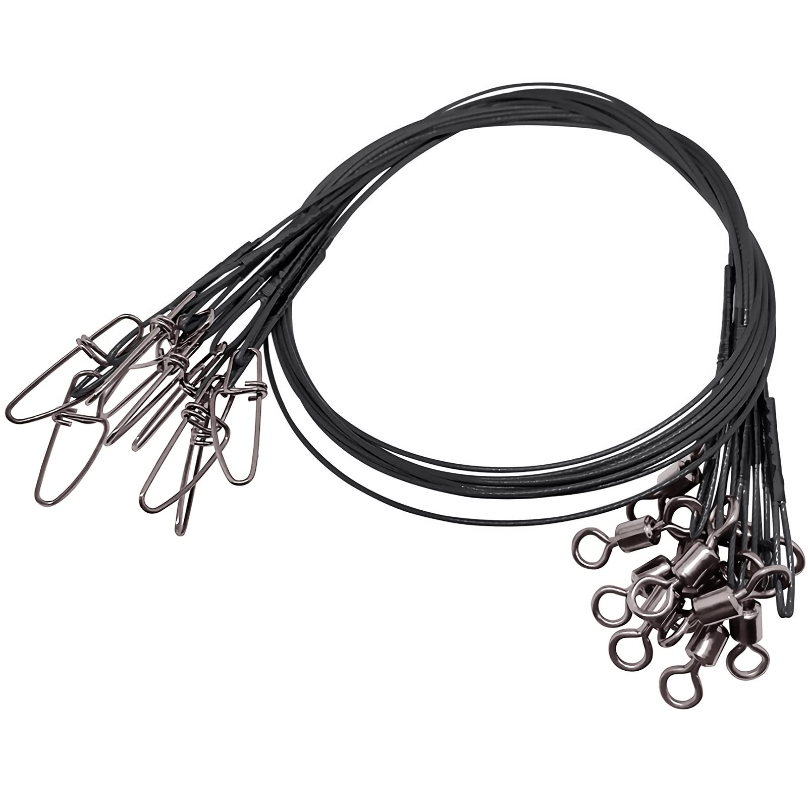 9Tong High Strength Fishing Leader Kit Heavy Rig Fishing Leaders Swivel Saltwater Line Wire Leader Snap Connector 20pcs 20inch 120lb