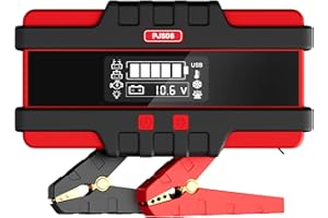 SAFEMATE PJS06 3000A Car Battery Jump Starter, Portable 12v Battery Booster, Jump Box and Charger, with Voltage Detection, Built-in Protection and LED Warning Light for 10l Gas and 8l Diesel