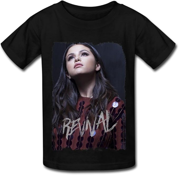 Amazon デザインselena Gomez Revival Tourポスター子供のtシャツbig Boys Girls ブラック Tシャツ カットソー 通販