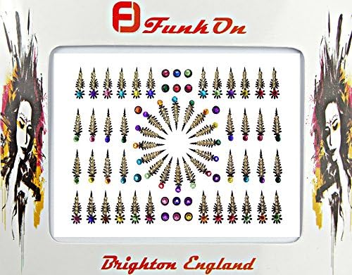 GOLD FESTIVAL FACE GEM BINDI PACK BODY JEWELS JEWELLERY BRIDAL TIKKA TATTOO (Nb05)