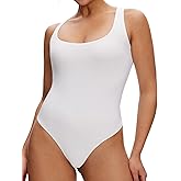 NANJI Sleeveless Tank Bodysuit for Women - Slim Fit Scoop Neck Thong Body Suit, Stretch Double Lined Tops Casual Going Out