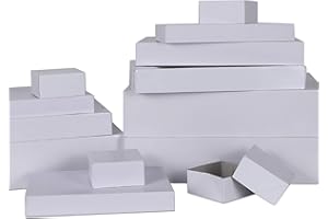 MOMONI Premium 13 Piece White Gift Boxes with Lids of Assorted Sizes with 4 inch Deep Robe Wrapping Boxes Set for Wrapping Christmas Gifts, Birthday, Holiday