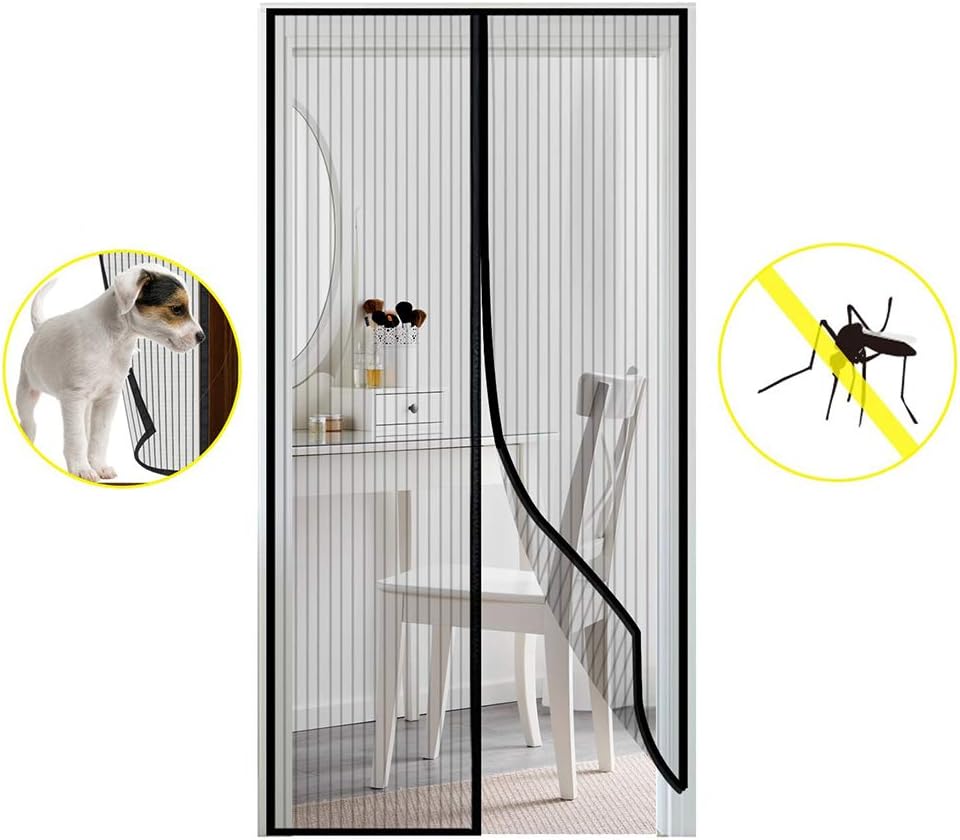 XXYY Magnetic Screen Door Mesh Curtain French Balcony Door with Powerful Magnets and Full Frame Magic Tape, Insect Protection Door No Gap Keep Bugs Out Lets Fresh Air in