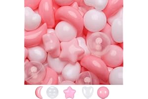 TRENDPLAY Star Ball Pit Balls Set: Vibrant Mix of Shapes - 50 100 200 500 Mix Stars Moon Shapes for Kids, Perfect for Parties, Playtime