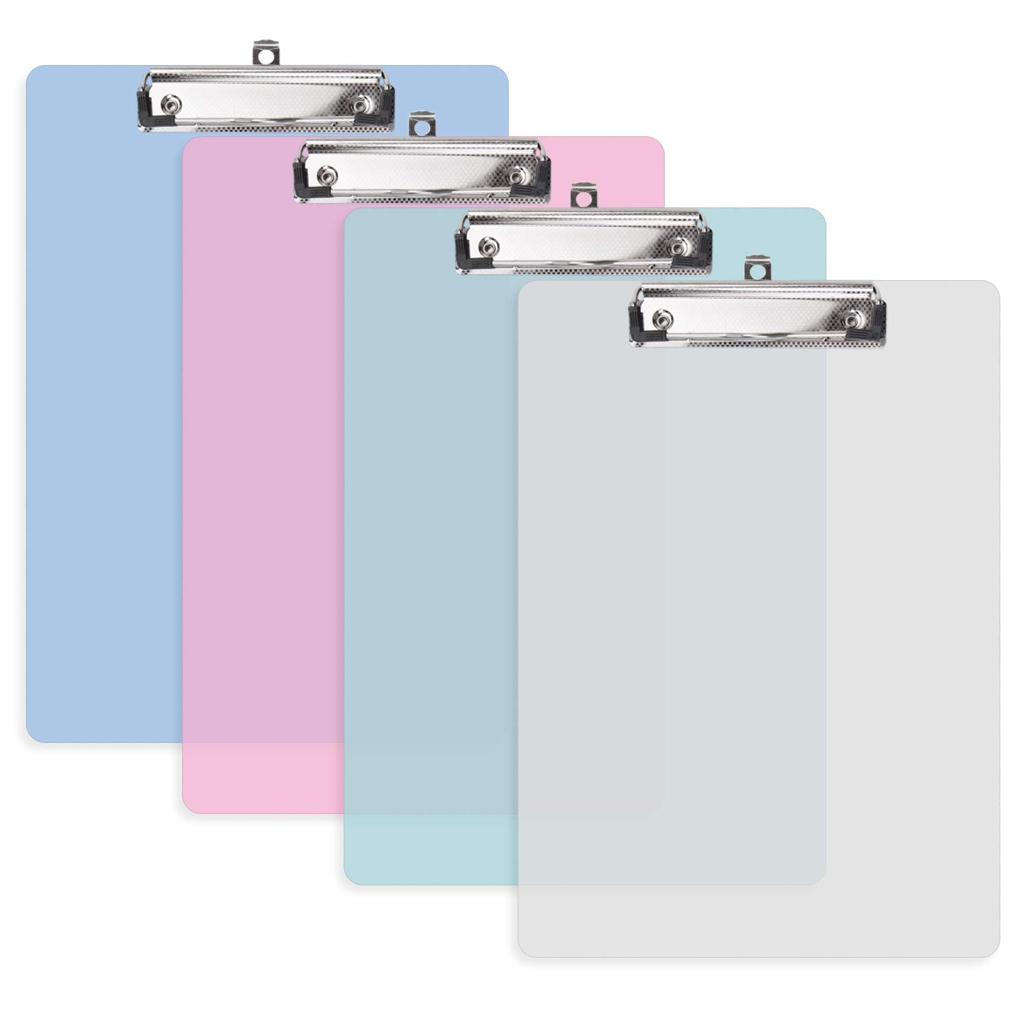 4 Pack Plastic Transparent Clipboard, A4 Plastic Transparent Clipboards, 4 Colors(315 * 225MM)