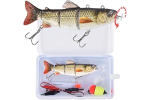 WATALURE Robotic Swimming Fishing Electric Lures 5.12" USB Rechargeable LED Light Wobbler Multi Jointed Swimbaits Hard Lures Fishing Tackle