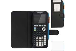 YouKnow PU Leather Protective Case for Texas Instruments TI-84 Plus CE Color Graphing Calculator with ID Card Slot (Only Case) (Black)
