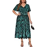 TIYOMI Plus Size Velvet Dress for Women Formal Cocktail Satin Dresses for Wedding Guest XL-5XL (14W-28W)
