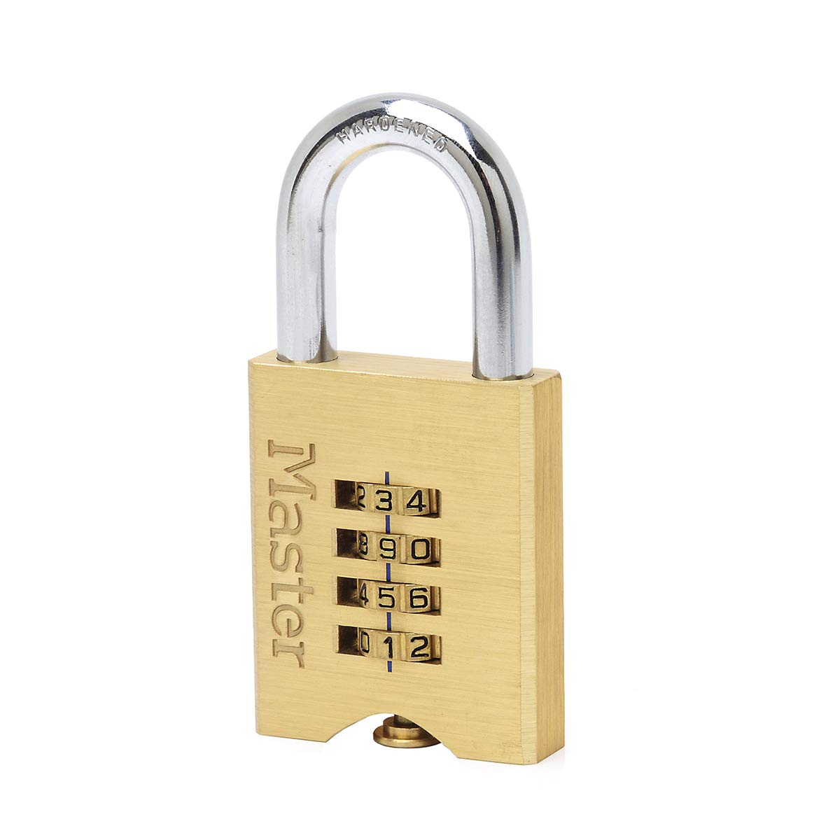 Master Lock 651EURD 4-Digit Combination Padlock with Brass Body, Gold, 10 x 5,1 x 1,3 cm