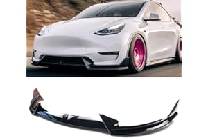 skkyoro Front Lip 3 Pcs Compatible with for Tesla Model Y 2017-2024 V Style Front Bumper Lip Splitter Spoiler (Glossy Black)