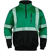 FONIRRA High Visibility Reflective Hoodies for Men Cold Weather Zip Safety Sweatshirts ANSI Class 3 Hi Vis Work Construction Jackets