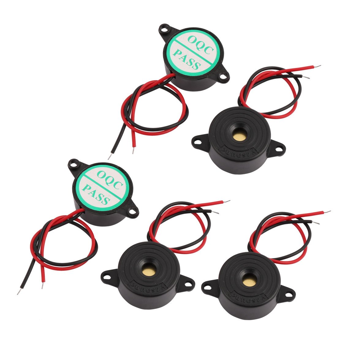 Sourcingmap 5Pcs DC12V 2Terminals High Decibel Active Stereo Electronic Buzzer 10 x 23mm