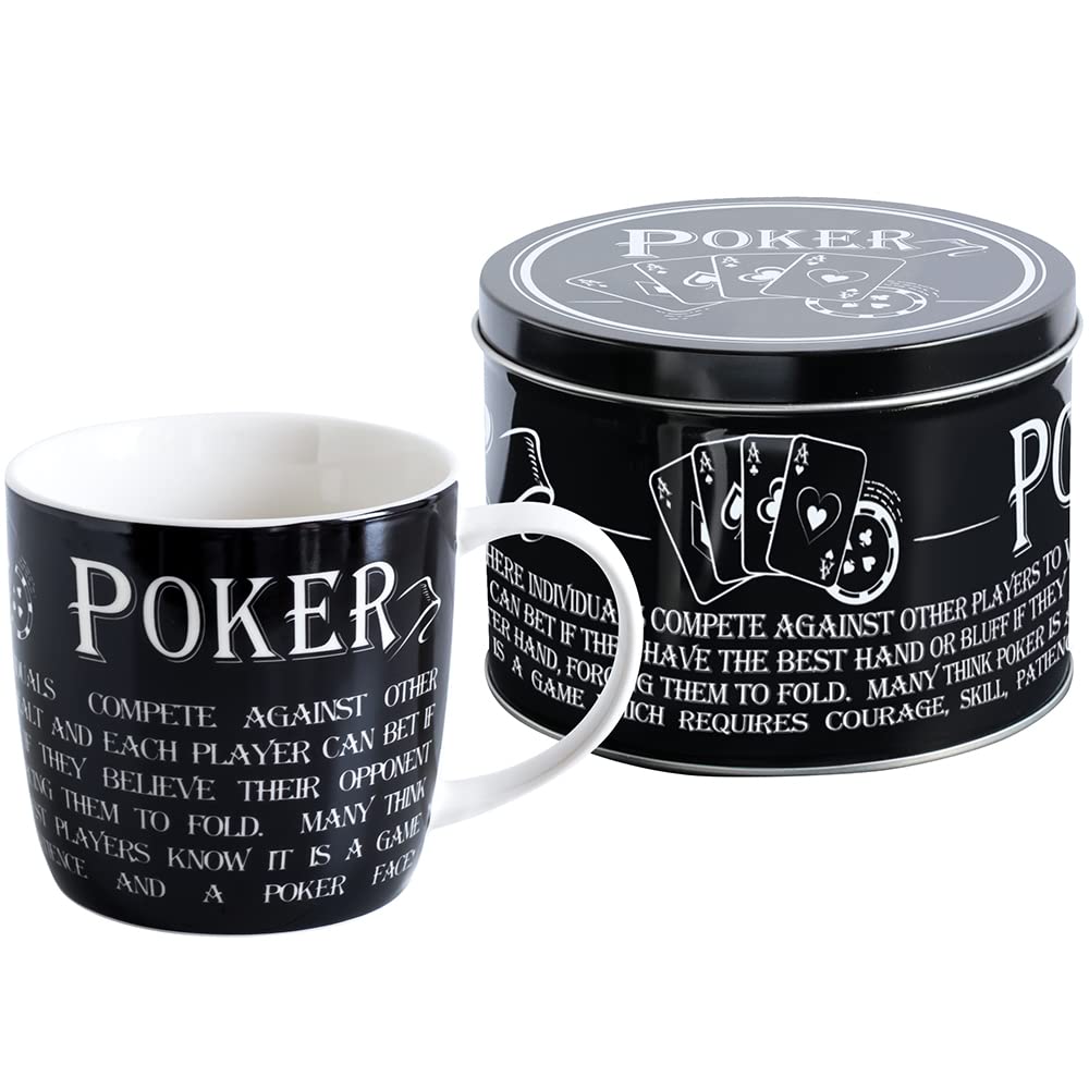 Arora Ultimate Gift For Man 8875 Poker Mug in Tin, White, 2 Piece Set