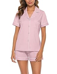 COLORFULLEAF Womens 100% Cotton Pajamas Short Set
