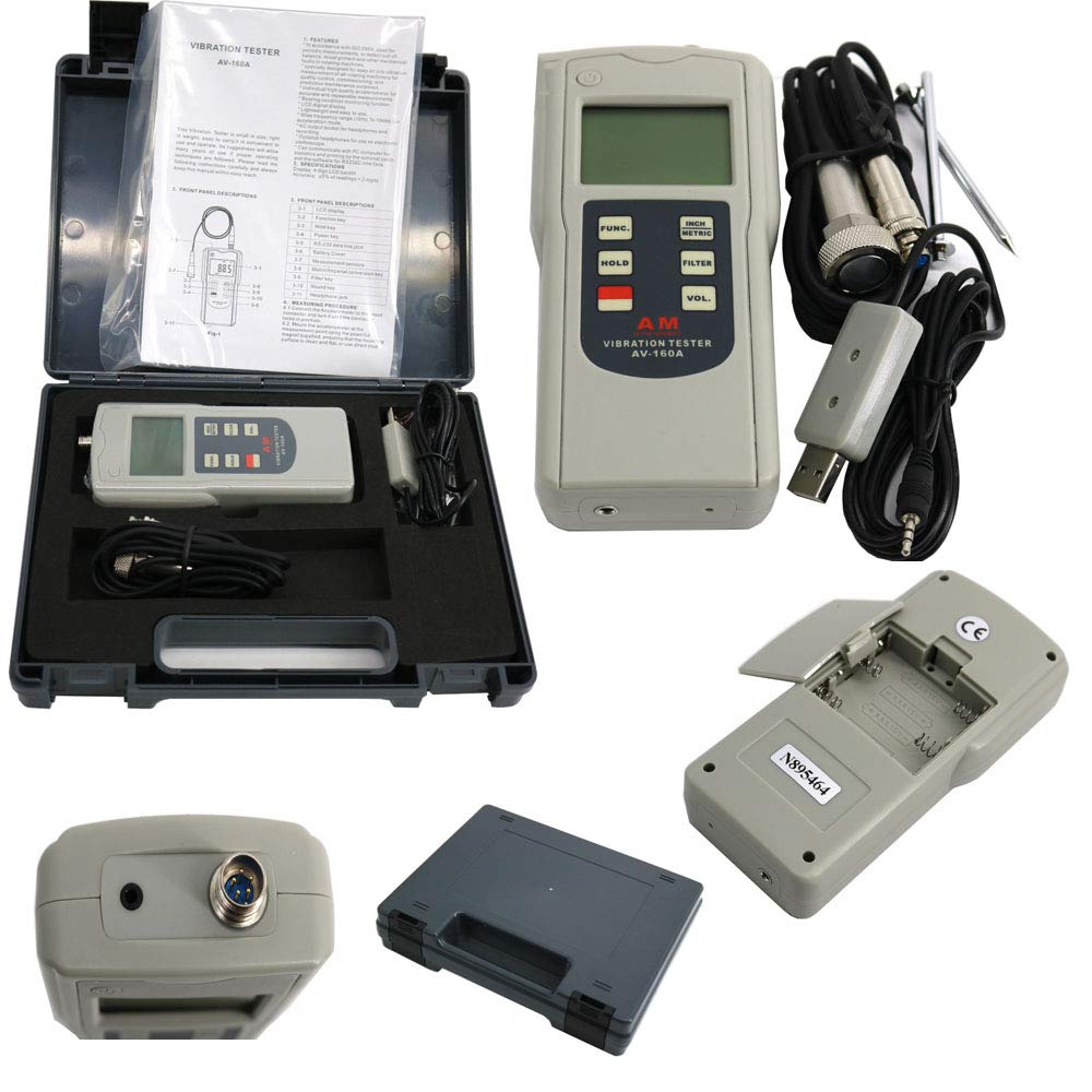 Vibration Meter Tester Analyzer with Piezoelectric Accelerometer