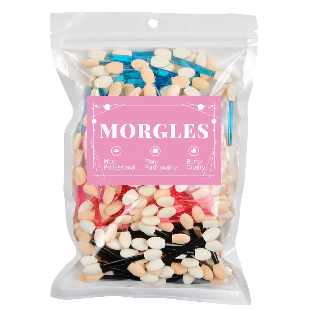 Eyeshadow Applicators,MORGLES 200PCS Disposable Dual Sides Eye Shadow Sponge Applicators Disposable Eyeshadow Applicator Brushes Tipped Oval Makeup Tool-Multicolor: Beauty