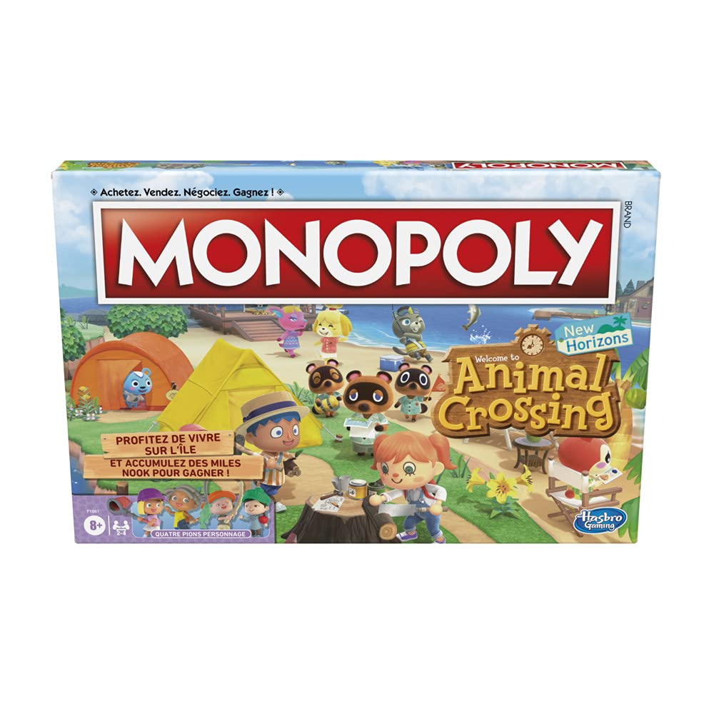 Monopoly Animal Crossing New Horizons Game Board for ages 8+, French