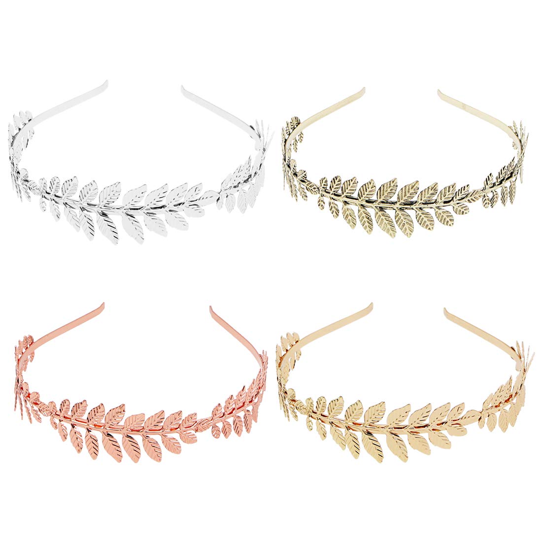 Vintage Roman Goddess Leaf Headband Fashion Gold Silver Rose Gold Ancient Cyan Leaf Hair Hoop Bridal Hair Crown for Party Prom Wedding