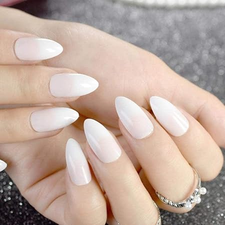 Amazon フェイクネイルフェイクネイルクリアホワイトキラキラキラキラポインテッドスチレット偽ネイルアートのヒントdiyマニキュアネイルj244 Gcベストギフト Sclposter ネイルチップ 通販
