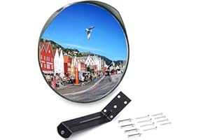 MEETWARM 18 Inch Convex Security Mirror Curved Safety Mirror with Adjustable Fixing Bracket for Indoor Outdoor, Office Warehouse Driveway Garage Store