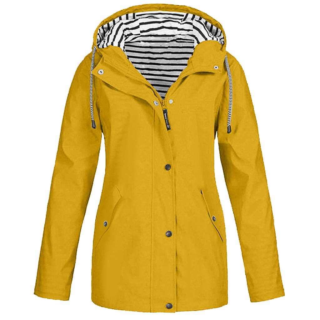 LOPILY Ladies Rain Jacket Waterproof Coat Plus Size Monochrome Hooded  Raincoat Active Outdoor Sunscreen Hood Parka Jackets(Pink,UK: 12/CN:XL)