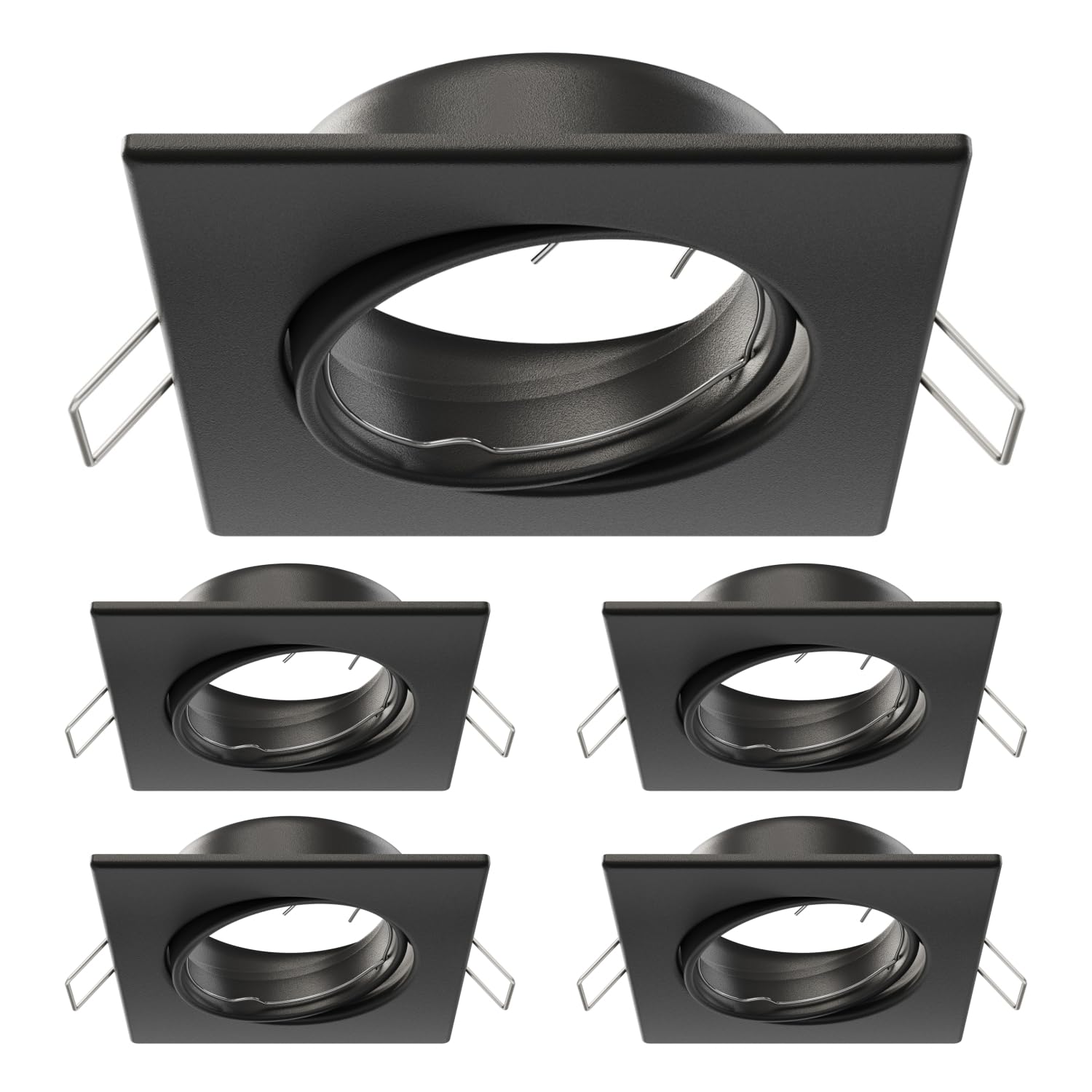 ledscom.de 5 pcs recessed Ceiling Frame RIR, Angular, swivelling, Black matt — image 1