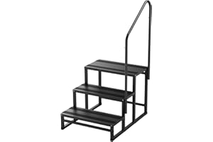 YOLANDO RV Steps with Handrail, 3 Steps RV Stairs w/Handrail for Elderly & Kids, Wide Platform for Hot Tub, Camper, Mobile Home, Porch, Pool, SPA, Pet Stairs, Outdoor and Indoor Use