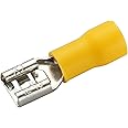 Baomain 1/4" Female Quick disconnects Vinyl Insulated Spade Wire Connector Electrical Crimp Terminal 12-10 AWG Yellow (1000PCS)