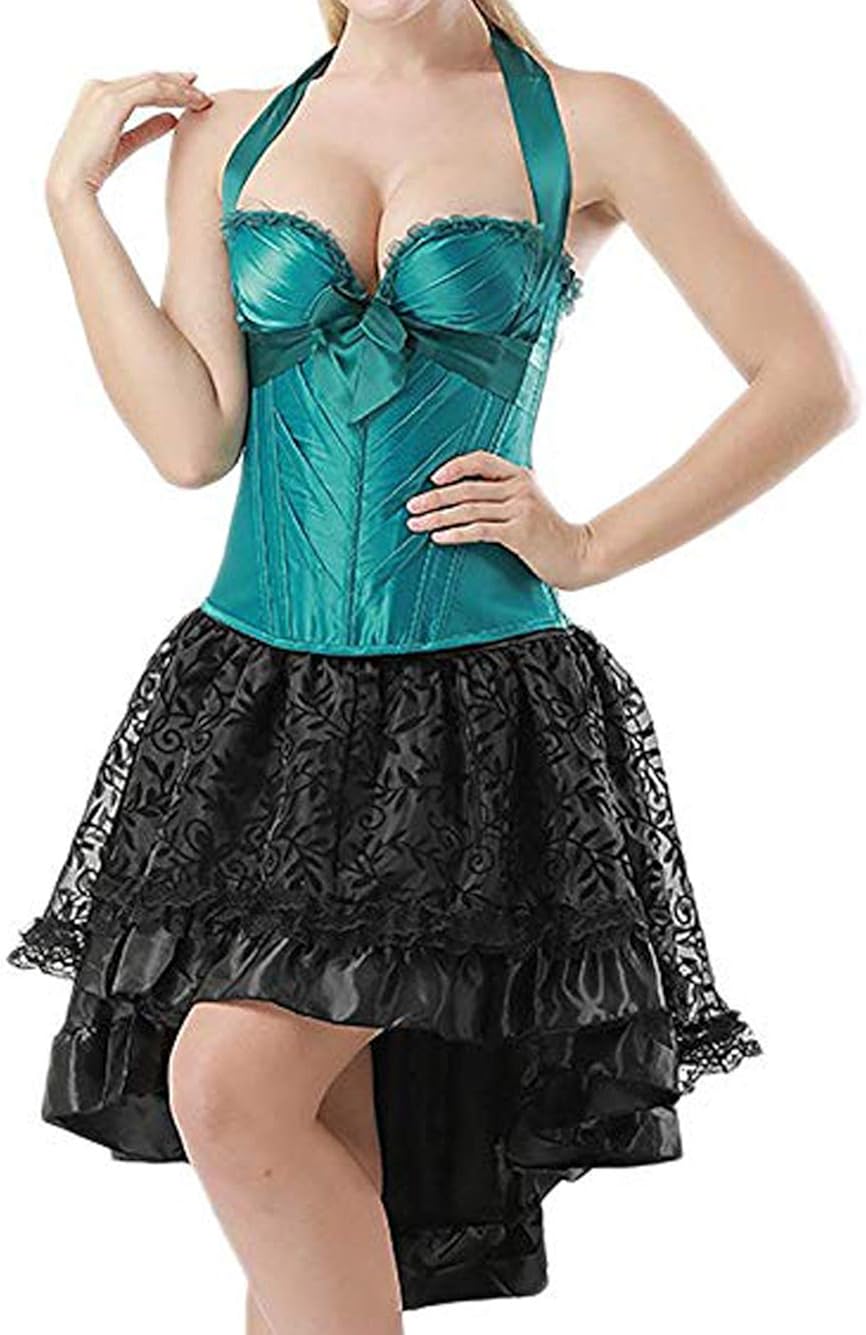 Coswe Women's Solid Color Lace Asymmetrical High Low Corset Skirt at  Women’s Clothing store