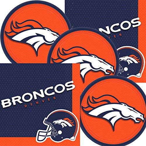 Denver Broncos NFL Football Team Logo Plates And Napkins Serves 16