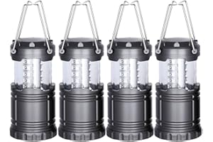 TAIHOM ELECTRIC Lantern Camping Essentials Lights, Led Flashlight for Power Outages, Tent Lights for Emergency, Survival Gear and Supplies for Hurricane, Battery Operated Lamp, 4 Pack, Black