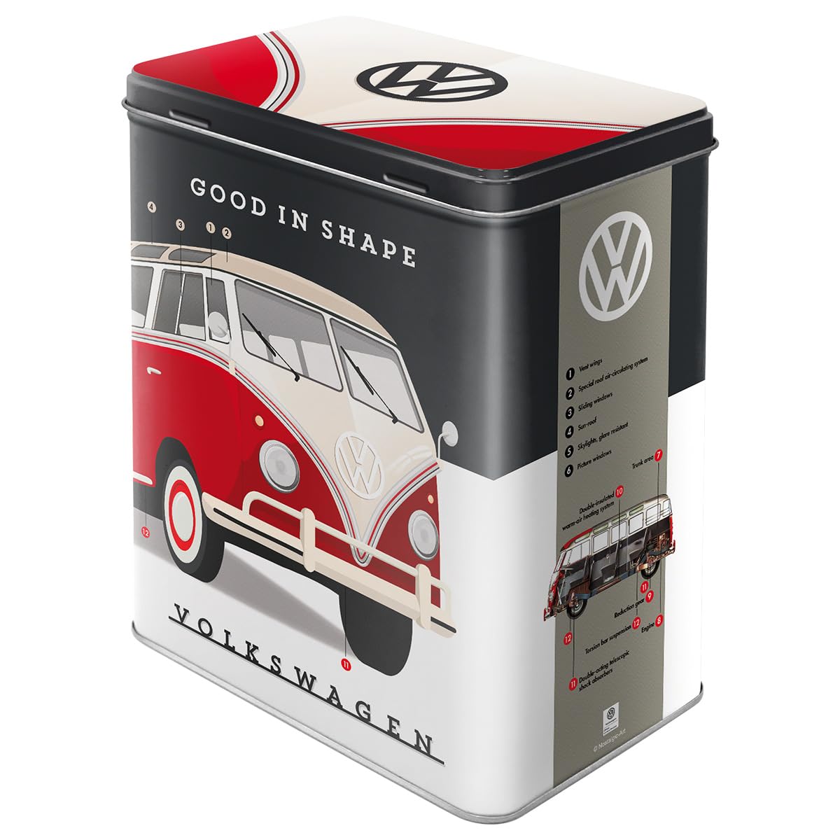 Nostalgic-Art Retro Storage Jar L, 3 L, VW - Good in Shape - Volkswagen Bus Gift Idea, Original Licensed Product (OLP), Large Tin Coffee Tin, Workshop Decoration in Vintage Design