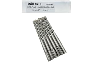 DRILL HULK 3/8-Inch Carbide-Tipped SDS-Plus Rotary Hammer Drill Bit for Concrete, Brick, Stone, Pack of 6