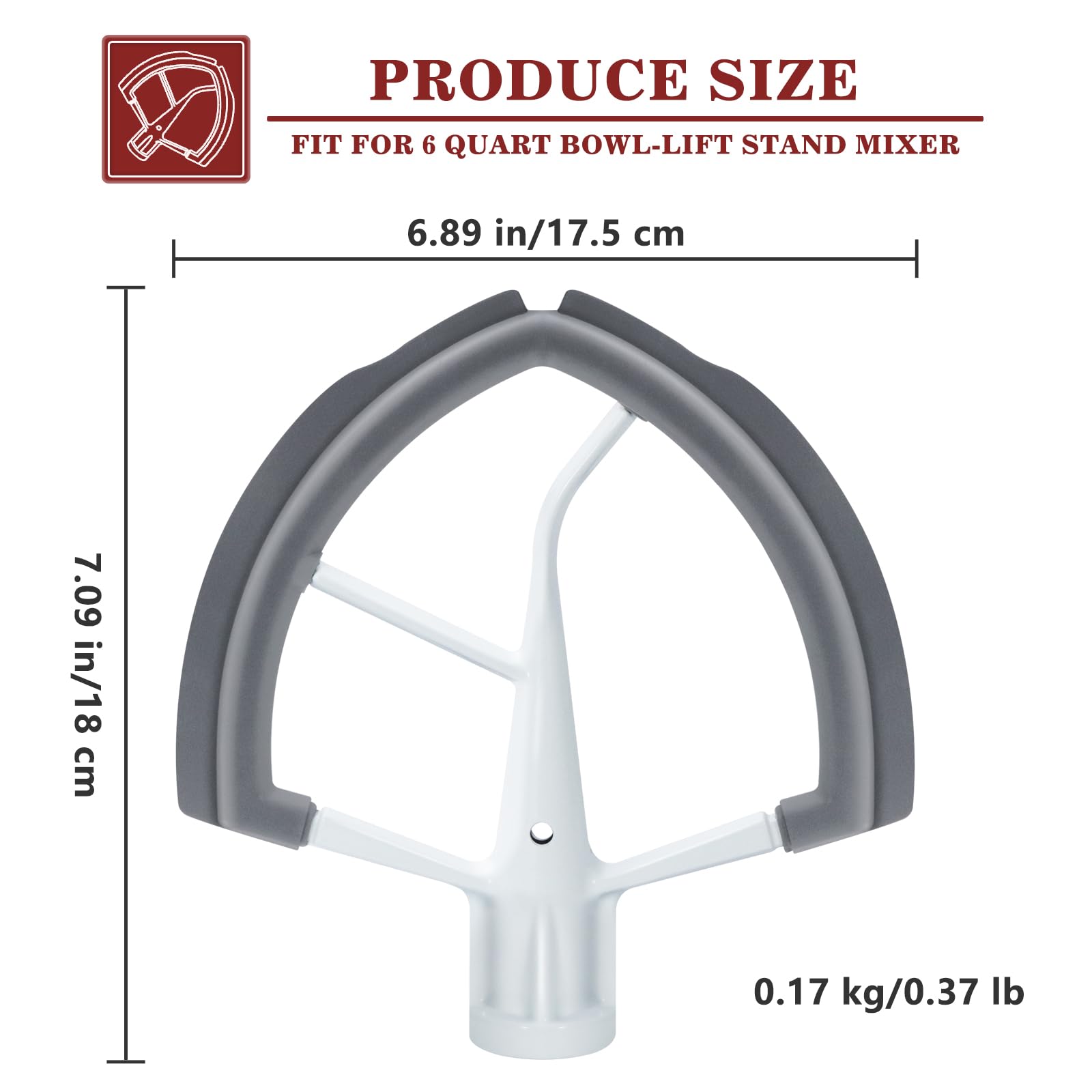 Flex Edge Beater for KitchenAid Mixer 6 Quart Bowl-Lift Stand Mixer with Silicone Edges For 6 QT Bowl-Lift Stand Mixer Accessories and Attachments