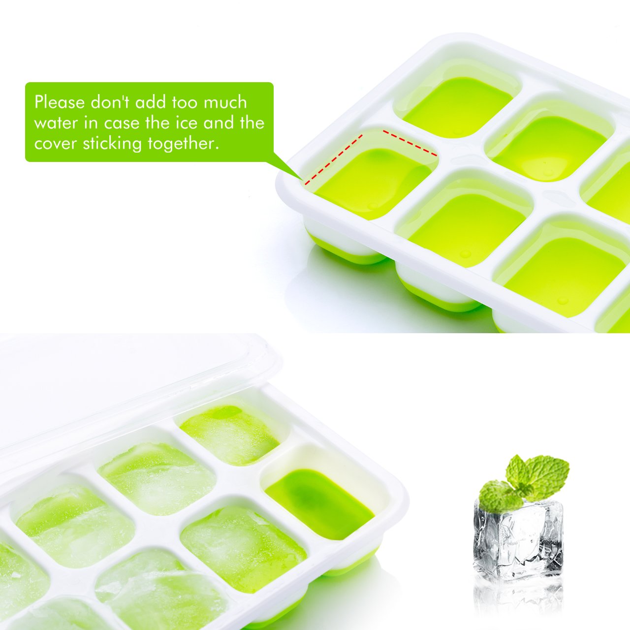 OMorc Ice Cube Trays 4 Pack, EasyRelease Silicone and Flexible 14Ice