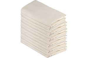 DG Collections Flour Sack Dish Towels for Kitchen, Set of 12 (27 x 27 Inches), Multi-use White Kitchen Towels, 100% Cotton, Highly Absorbent Hand Towels, Tea Towels for Embroidery, and Print - Natural