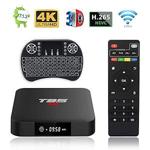 Android TV Box, T95 S1 TV Box 2GB RAM/16GB ROM Android 7.1 Amlogic S905W Quad Core Soporte 2.4GHz WiFi H.265...