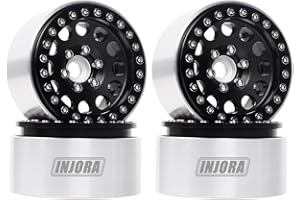 INJORA 1.9 Beadlock Wheels Rims for 1/10 RC Crawler Axial SCX10 SCX10 III AXI03007 VP VS4-10 SCX10 Pro, 4Pcs/set (Black)