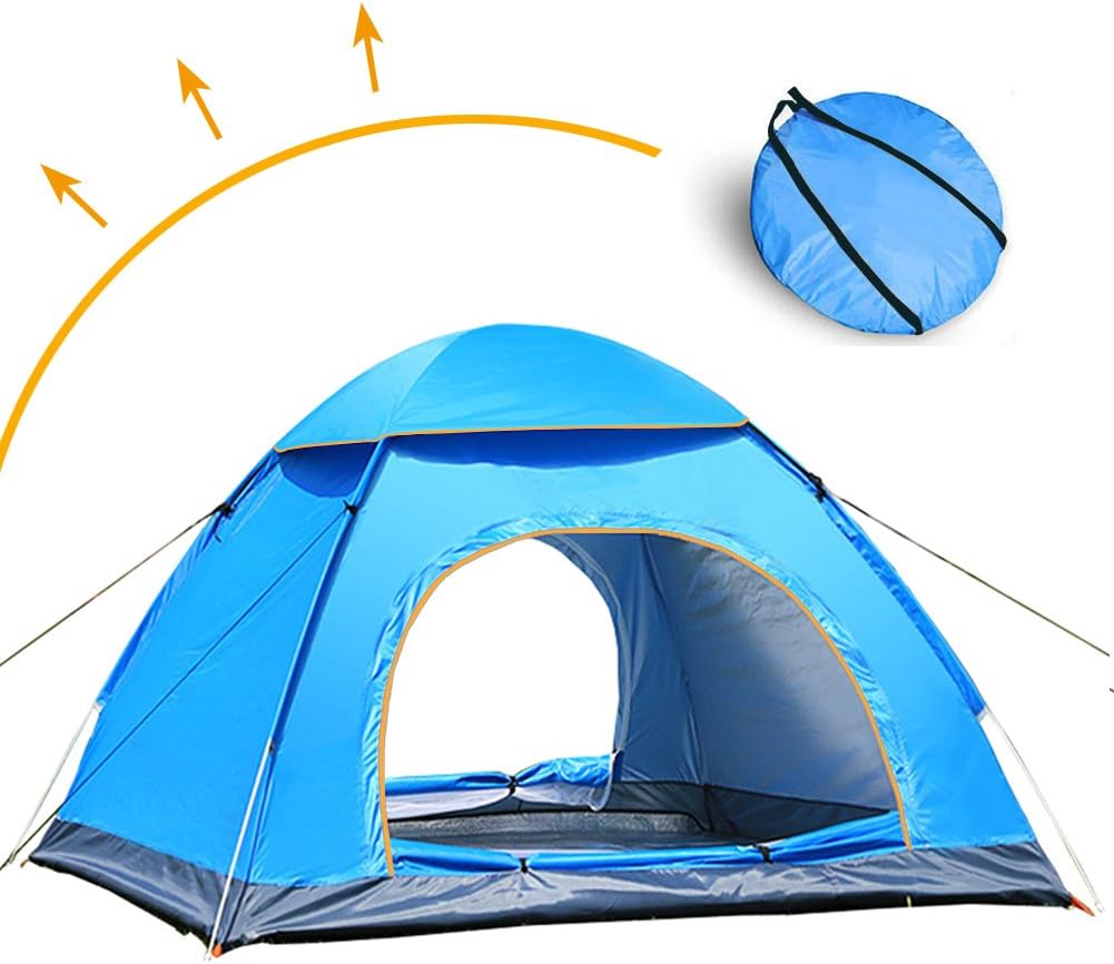LIVEHITOP Instant Pop Up Tent Large 3-4 Person Man, Portable Automatic Tents UV Protection for Outdoor Camping Beach Garden Family, 200x200x125cm (Blue)