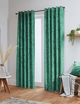 John Aird Emerald Crushed Velvet Eyelet Curtains 66x90 Pair