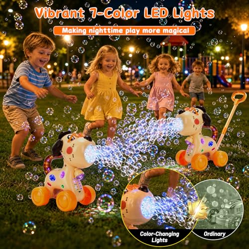 QASUN 2 3 4 Year Old Girl Boy Gifts, 15000+ Bubbles/Min Machine for Kids, Outdoor Garden Bubble Toys with Lights, Toys for 2 3-5 Year Old Girls Boys Indoor, Birthday, Wedding, Party