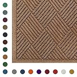 WaterHog Diamond Fashion | Commercial-Grade Entrance Mat - Indoor/Outdoor Quick-Drying, Stain Resistant Door Mat (Medium Brown, 12.2' Length x 6' Width x 3/8" Thick)